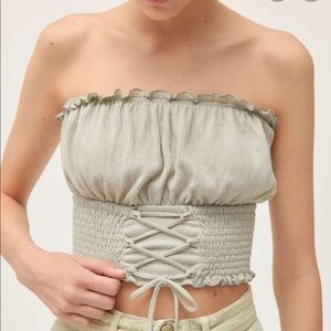 UO Lonie Lace-up Cropped Tube Top
